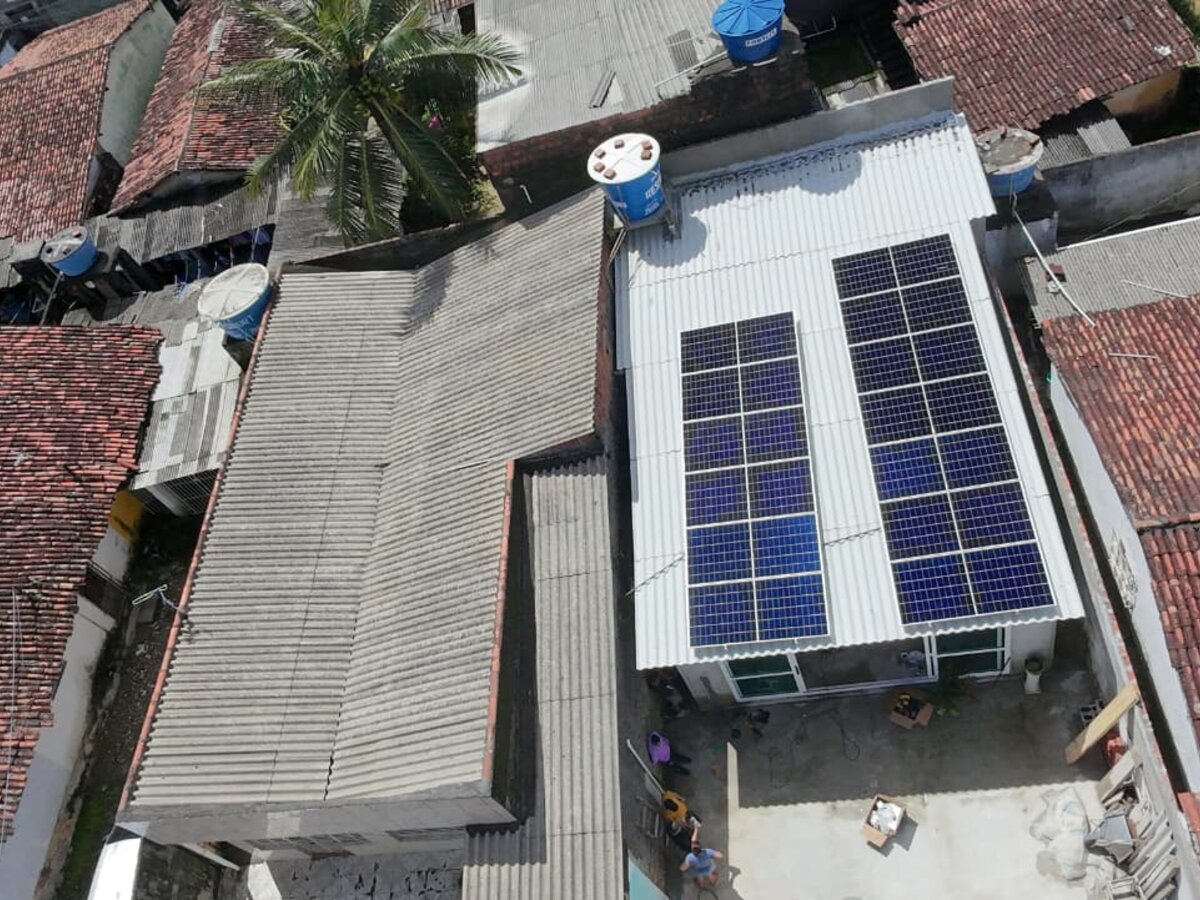 Instalação solar com vegetação